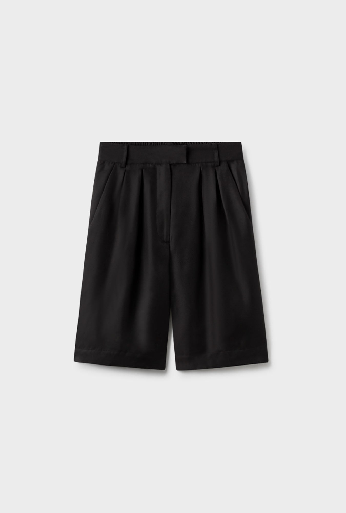 TWILL DOUBLE PLEATED SHORTS BLACK