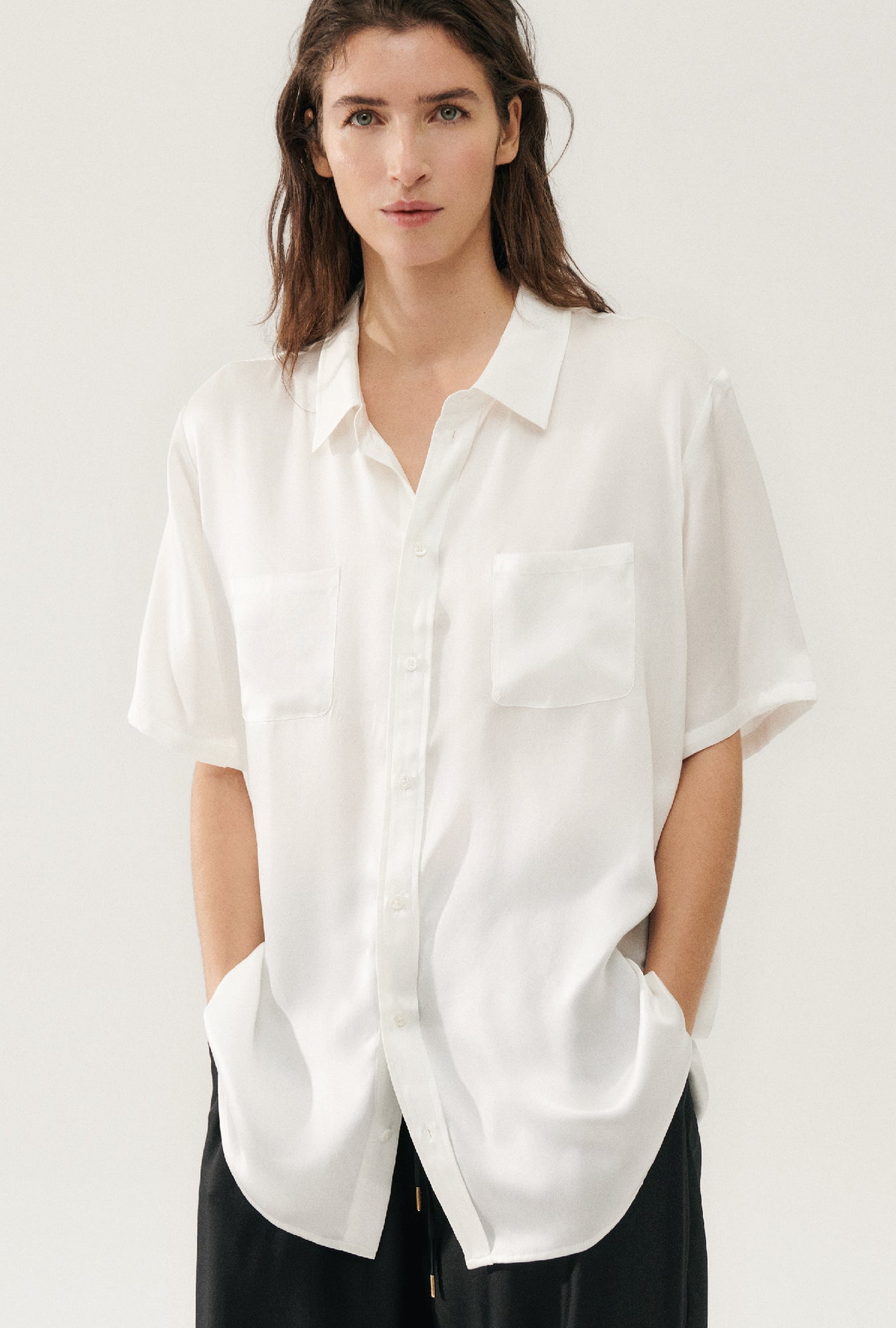 SHORT SLEEVE BOYFRIEND SHIRT WHITE